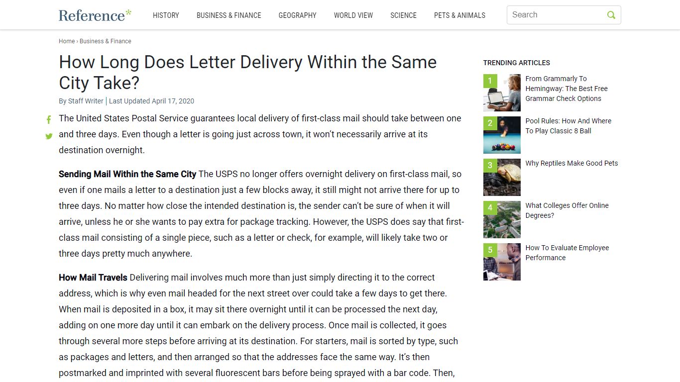 How Long Does Letter Delivery Within the Same City Take? - Reference.com